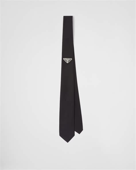 prada silk tie rn 98339|Black Silk Tie .